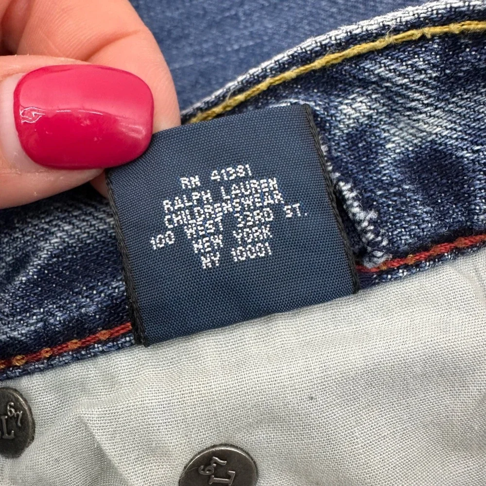 Ralph Lauren Jeans Kids Size 4 Slim Denim Adjustable Straight Leg Y2K Classic